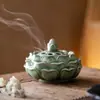 Quemador de Incienso de Loto Cerámico Paso a Paso Quemador de Incienso de Loto Inserto para Incienso Hogar Salón de Té Zen Accesorios para Juego de Té Soporte para Incienso Soporte para Incienso