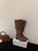 Nueva colección de otoño 2026: Botas versátiles de cintura alta hasta la rodilla con efecto adelgazante, con hebilla de cinturón y diseño plisado, en estilo desierto del oeste