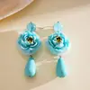Pendientes Colgantes Geométricos de Flor de Resina Estilo Resort Europeo y Americano Personalizados Transfronterizos de Nicho de Gama Alta Pendientes de Pétalos para Mujer