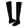 Botas de mujer por encima de la rodilla 2026 otoño e invierno nuevo estilo caña alta mate tacón medio tacón grueso punta fina elásticas adelgazantes botas largas para mujer
