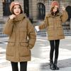 2024 Nueva Moda Chaqueta Acolchada Adelgazante para Mujer Largo Medio Gruesa con Capucha Multibolsillos Chaqueta Acolchada para Mujer Fabricante Venta al por Mayor