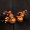 Doce Signos del Zodiaco Calabaza de Madera de Durazno con Llavero de Barra de Oro Hebilla de Cinturón de Cuero Colgante de la Suerte Zodiacal Regalo de Negocios