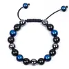 Amazon Venta Caliente Transfronteriza Pulsera de Piedras Naturales Hecha a Mano Ágata Negra Ojo de Tigre Joyería para Hombre en Stock Al Por Mayor