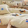 Funda de edredón de terciopelo de leche pieza única invierno más terciopelo engrosada doble cara terciopelo coral ropa de cama para el hogar funda de edredón juego de sábanas de franela