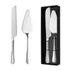 Cuchillo para pizza de acero inoxidable transfronterizo, cuchillo para pastel y espátula para bodas y fiestas de cumpleaños, juego para hornear, cuchillo para pan dentado para cortar tostadas