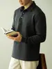 Camisa Polo de Peso Pesado de Doble Cara con Capa de Aire y Mangas Largas para Hombre Primavera 2025 Cuello Solapa Casual de Negocios Ropa de Trabajo Camiseta
