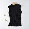 50 Piezas Camiseta sin Mangas de Algodón Mercerizado con Amoniaco Líquido, Doble Cara, Cuello Redondo, Ropa Interior, Camiseta Base para Mujer
