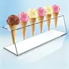 Soporte acrílico para conos de helado, portaconos transparente en forma de Z, soporte de exhibición para decoración de mesa de postres