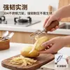 Descascador de cozinha com lâmina de aço inoxidável e cabo de PP imitando madeira, design antiderrapante para pegada confortável e menos esforço