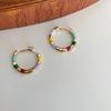 Brincos Esmaltados Coloridos Estilo Retro Francês com Esmalte Pingado para Mulheres, Ear Cuffs de Luxo Leve, Argolas Color Block, Brincos Novo Estilo Chinês