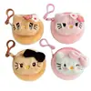 Monedero de felpa de gatito KT lindo, llavero de muñeca de dibujos animados, bolso pequeño, accesorio para estudiante, bolso de mano pequeño, disponible para venta al por mayor