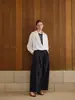 Pantalones Casuales Plegados Estructurados Inspirados en el Diseño Neihe para Mujer, Corte Recto Holgado, Versátiles para el Trabajo 258099