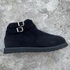 Botas de plataforma para mujer de talla grande transfronterizas de comercio exterior de otoño e invierno con hebilla de cinturón de moda con punta redonda decorativa y suela de EVA