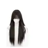 Peluca Zelan de cabeza completa para mujer, estilo japonés, adelgazante, con flequillo, mismo estilo que Xiaoju, peluca larga recta negra realista sin costuras