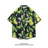 Camisa de Verano 2025 Flor de Playa Dibujo Animado Tendencia Camisa de Manga Corta Estilo Retro de Hong Kong Flor Hombres
