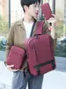 Mochila de hombre de tres piezas moda viaje negocio bolsa para computadora ocio estudiante de preparatoria bolsa de hombro venta al por mayor