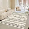 Alfombra Estilo Marroquí Estilo Crema Alfombra para Sala de Estar Sofá Mesa de Café Ins Simple Dormitorio Mesita de Noche Hogar Alfombra de Cachemira