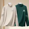 Seleção PremiumCamiseta Base Masculina com Gola Alta Meio-Termo e Forro de Fleece Dupla Face, Camiseta de Manga Longa, Roupa Térmica Tendência