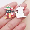 20 Nuevos Goteo de Aceite Blanco K Trineo de Navidad Gato Manzana Aleación Accesorios DIY Colgante de Pulsera Colgante Amazon