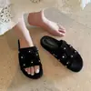 Sandalias Birkenstock de Cuero Genuino con Punta Redonda y Abierta, Estilo Nuevo de Verano para Mujer, Sandalias Planas Abiertas Florales Casuales Cómodas