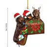 Dachshund y Navidad Adorno de Árbol de Navidad Acrílico Adorno de Perro Salchicha Manualidad de Perro Decoración de Perro para el Hogar Fiesta de Invierno