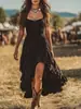 Moda Cruzada Europeia e Americana Vintage Primavera/Verão 2026 Novo Elegante Vestido Sem Alças Irregular com Franzidos que Afinam a Cintura