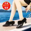 2026 Inverno Novo Veludo Peludo Cobertura para Cabeça Meia Pantufa Bico Fino Boca Rasa Salto Grosso Salto Alto Feminino Uso Externo Pantufas Resistentes ao Desgaste