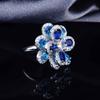 Pendientes con pasador de plata y diseño de flor de circonita de color temperamento europeo y americano, anillo de apertura con colgante de camelia tridimensional simple
