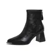 Botas de tornozelo femininas de salto alto, salto grosso, bico fino, zíper traseiro, nova coleção outono/inverno 2026, versáteis e estilosas, salto médio, botas estilo Martin