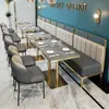 Mobiliario de Restaurante Mesa de Comedor de Pizarra Personalizada para Restaurante Occidental Sofá de Cabina Semicircular de Acero Inoxidable Combinación Mesas y Sillas Comerciales para Restaurante
