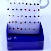 Moda Estilo Coreano Sencillo Vendedor Ambulante Caja de 20 Pares Aretes para Mujer 3mm Brillante Resina Strass Plástico Aretes Venta al por Mayor