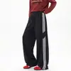 Nuevos Pantalones Casuales para Hombre 2026 para Otoño e Invierno, Marca de Moda de Punto Estilo Americano Pantalones de Pierna Ancha Curvos con Tres Rayas