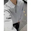 Polo con cuello camisero y media cremallera para hombre, nuevo suéter pullover de color liso para primavera y otoño, camiseta casual holgada de manga larga, moderna