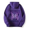 Sudadera casual con capucha de moda con letras nuevas de exportación europea y americana 2024 con mariposas multicolores