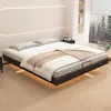 Cama suspendida para dormitorio principal, cama doble, lujo ligero, gama alta, estilo nórdico, 1m, minimalista moderno, cama de cuero suave, diseño suspendido color crema francés