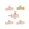 Acessórios de Joias de Liga DIY Letra Inglesa Amor Pingente Esmaltado Pingente Redondo Pulseira Chaveiro Colar Charme