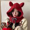 Coreia do Sul Bonito Orelha Balaclava Chapéu Inverno Quente Proteção Orelha Chapéu De Lã Tricotado Pescoço Chapéu De Uma Peça