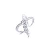 Anillo de Cruz de Perla Doble Diamante Moda Fresca Diseño de Moda Europeo y Americano Sentido de la Personalidad Nudo Exagerado Fila de Circonita Anillo para Mujeres
