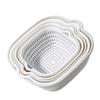 Bacia Dupla para Lavar Vegetais com Cesta Drenante, Cesta Coadeira para Lavar Frutas de Cozinha, Conjunto Doméstico à Prova de Vazamentos de Seis Peças para Lavar Vegetais