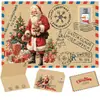 Tarjeta de felicitación navideña de piel de vaca retro, tarjeta de regalo de Navidad, linda tarjeta plegable de dibujos animados, tarjeta con mensaje de bendición con sobre