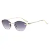 Nuevas Gafas de Sol Estilo Sin Marco Europeas y Americanas para Mujer, Gafas de Sol Personalizadas con Montura Metálica Polygonal, Gafas de Alta Gama para Mujer