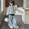 Conjunto de Outono para Meninas Tendência Street Style Moda Conjunto 2025 Nova Jaqueta de Outono Infantil para Meninas Mais Velhas Roupa Esportiva
