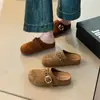 Estilo Old Money Clogs de Cuero Suave Birkenmuller Suela Suave Antideslizante Slip-On Marrón Retro Versátil Para Ir al Trabajo Persona Perezosa Punta Cerrada Medio Zapato