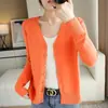 Atacado Transfronteiriço Malha Nova Estilo Primavera e Outono Cardigã Gola V Feminino Estilo Coreano Cor Sólida Solto Curto Outerwear Jaqueta Pequena