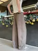 Calças Melard Masculinas de Linho Sintético com Barra Curva, Caimento Solto, Estilo Old Money, Calças Casuais Retas, Calças de Perna Larga com Caimento Fluido
