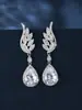 Amazon Transfronterizo Pendientes de Diseño de Alas de Ángel con Diamantes de Color de Gota de Agua Gama Alta Completamente Diamantados Súper Brillantes Accesorios de Oreja de Lujo
