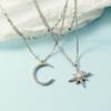 Collar de perlas de media luna con forma de estrella de seis puntas y diamantes de lujo, elegante y sencillo, con un diseño moderno y elegante.