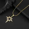 Collar con Colgante de Estrella de Ocho Puntas Transfronterizo Europeo y Americano para Hombres, Accesorio de Cuello Simple Moderno y Único para Mujeres, Joyería de Alta Gama Versátil y a la Moda