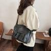 Bolsa Transversal Estilo Japonês Estilo Antigo Estilo Universitário Cool Grande Capacidade Simples PU Retrô Bolsa de Ombro Bolsa de Aula para Estudantes