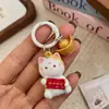 Resina Realista 3D Desenho Animado Fofo Gato da Sorte Figurine Chaveiro Pingente DIY Acessório Feito à Mão
